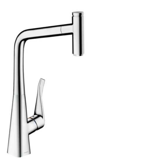 Drezová batéria Hansgrohe Metris s vyťahovacou sprškou chróm 73807000