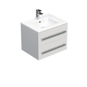Kúpeľňová skrinka s umývadlom Naturel Cube Way 60x53x46 cm biely lesk CUBE46602BIMOD