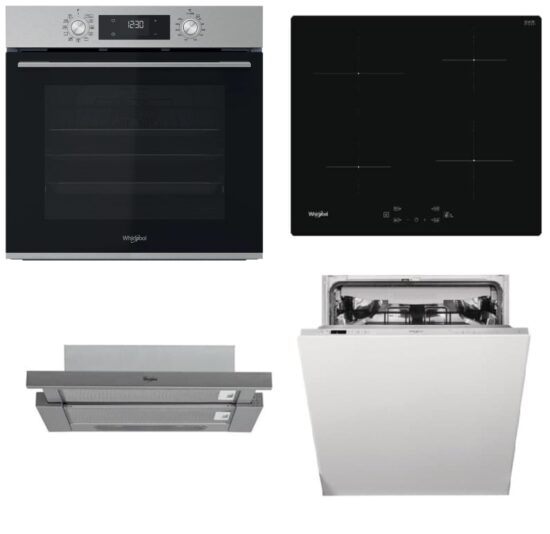 Whirlpool rúra OMK58CU1SX + indukčná varná doska WSQ7360NE + odsávač pár AKR7491IX + vstavaná umývačka riadu WIC3C26F SETWH29